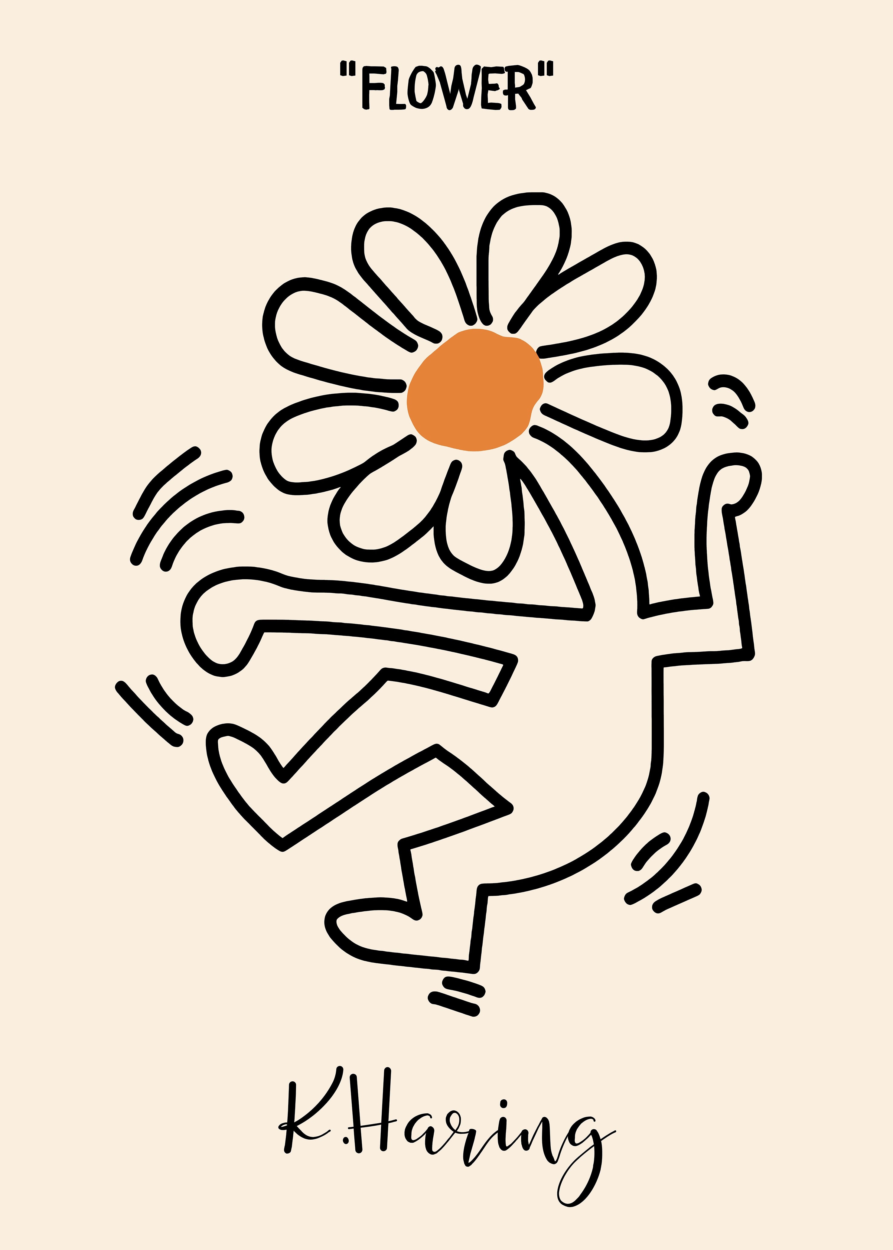 Keith Haring "Flower" Orange
