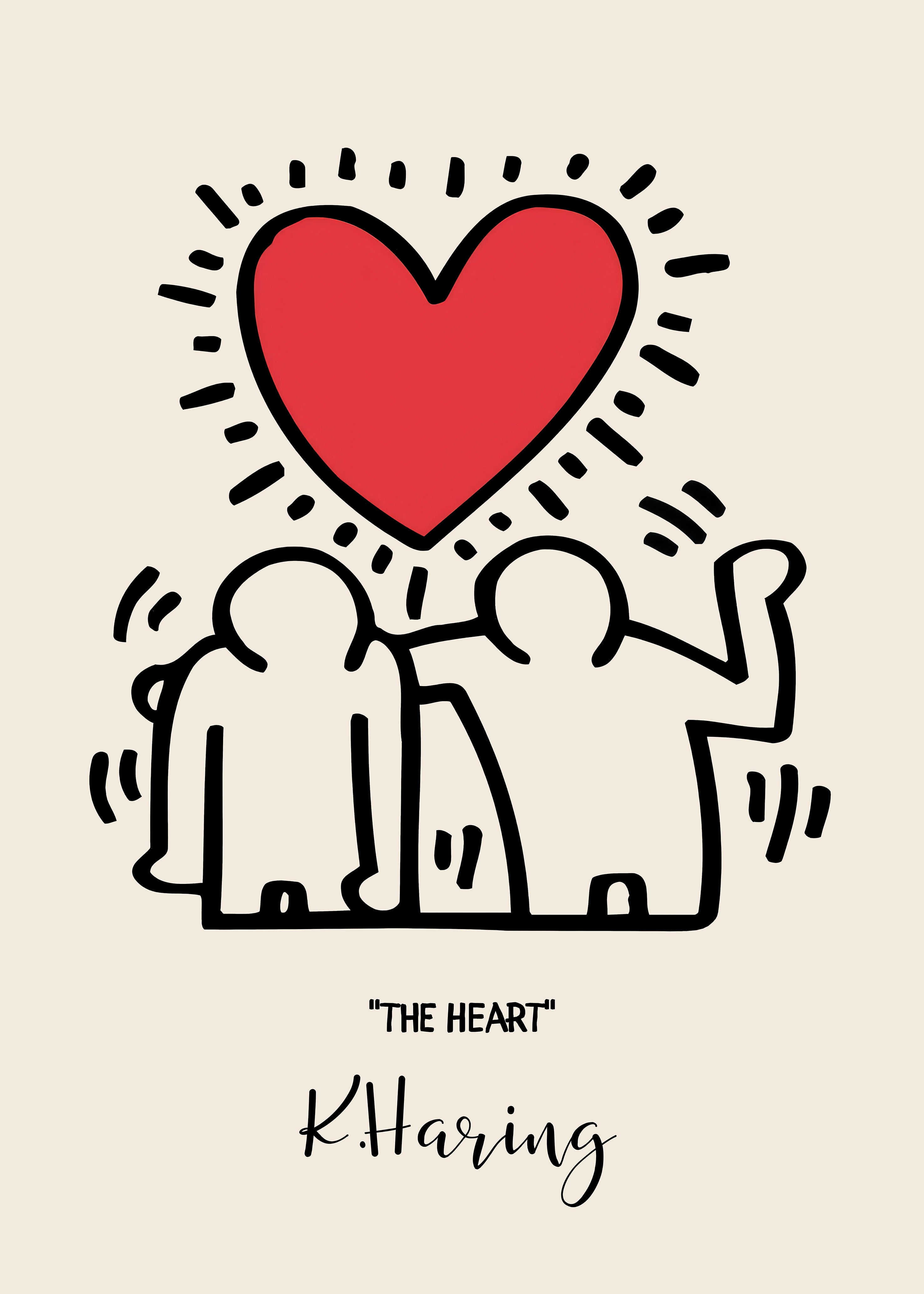 Keith Haring "Two Figures with Red Heart"